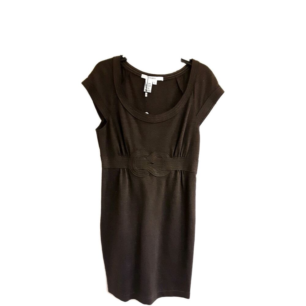 Studio M Dress, Women's Size Large Brown, Cap Sleeve, Faux Belt, NWT $98